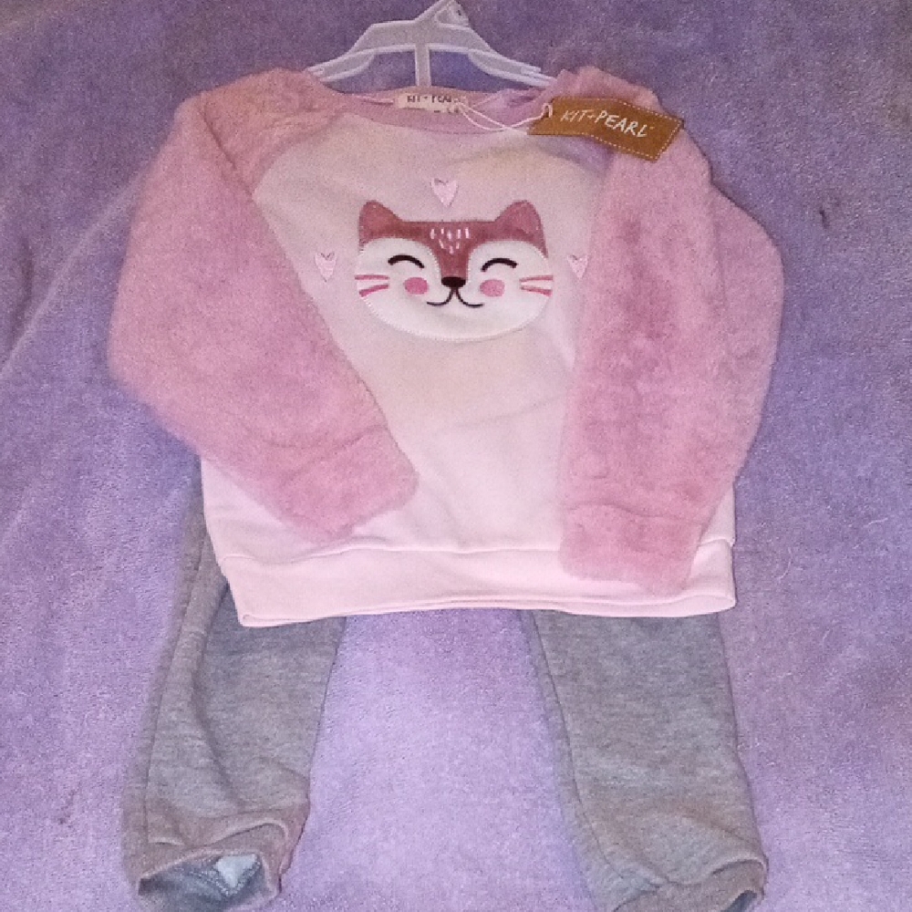 Pearl Kids Matching Set - Pink and Gray
